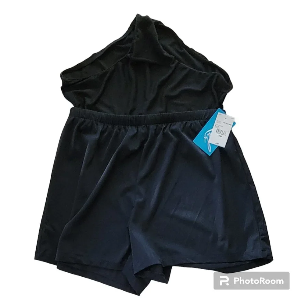 NWT Azul by Maxine of Hollywood Solid Black Swim Short NEW Plus Size 16W